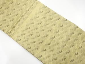 アンティーク　雲に笠松・笹模様織り出し丸帯（材料）